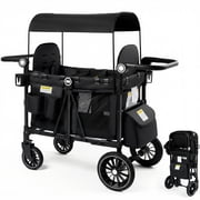 LINLUX 4-in-1 Stroller Wagon for 2 Kids, All-Terrain Wheels, Adjustable Handle, Green