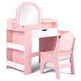 thumbnail image 1 of LINLUX Kids Vanity Table and Chair Set with Mirror and Large Storage, Princess Makeup Dressing Table for Girls, Pink, 1 of 10