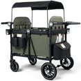 thumbnail image 1 of LINLUX 4-in-1 Stroller Wagon for 4 Kids, 200 Lbs Capacity, All-Terrain Wheels, Green, 1 of 10