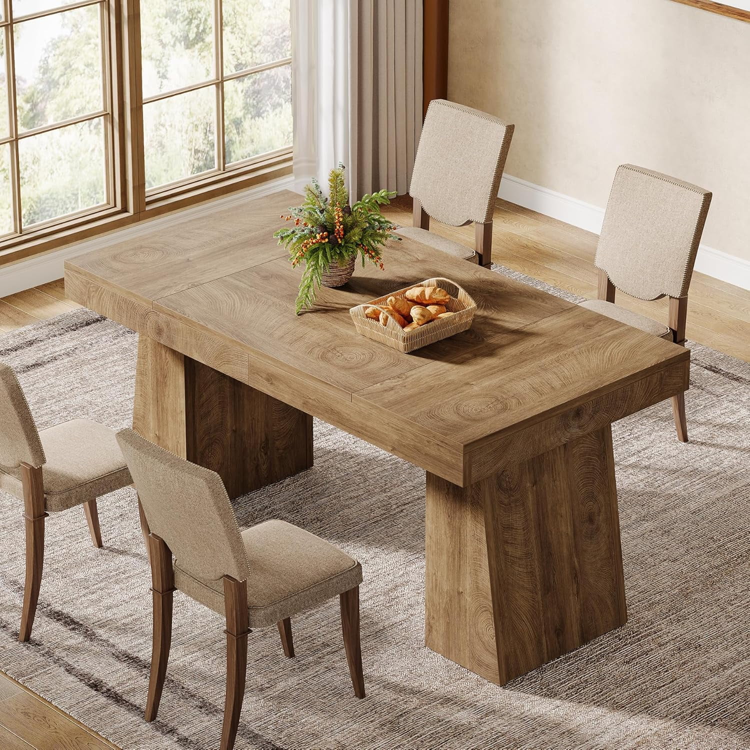 LINM 55-Inch Dining Table for 4-6, Rectangular Dining Room Table with ...