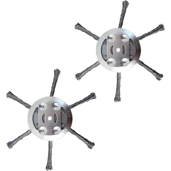 LINMOUA 2 Pack 6 inch Steel Wire Brush Cutter Trimmer Head, Wired Trimmer Head Replacement for Electric Battery Powered Cordless String Trimmer, Weed Eater
