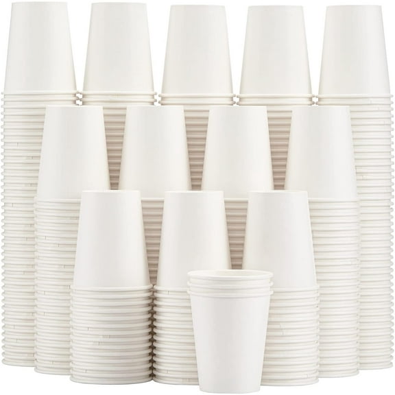 LINMOUA 300 Pack Paper Cups 8 oz, Disposable Coffee Cups, Paper Coffee Cups 8 oz, White Hot/Cold Beverage Drinking Cup for Water Juice or Tea, Office Party Home Travel