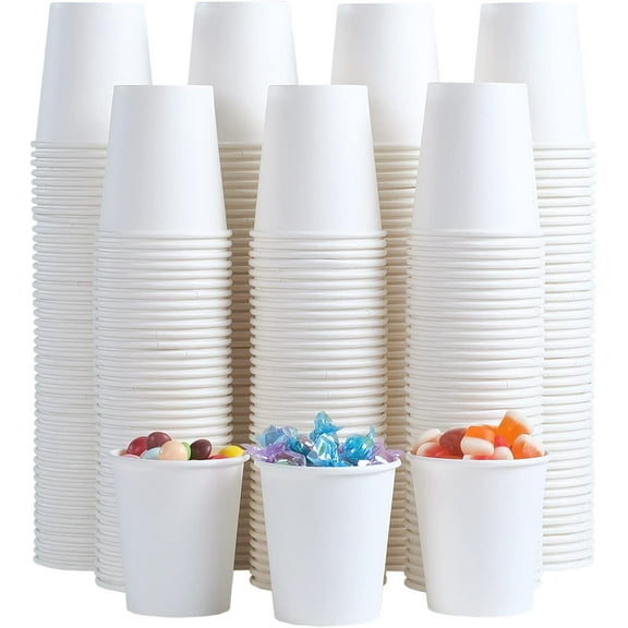 LINMOUA 300 Pack Paper Cups 8 oz, Disposable Coffee Cups, Paper Coffee Cups 8 oz, White Hot/Cold Beverage Drinking Cup for Water Juice or Tea, Office Party Home Travel
