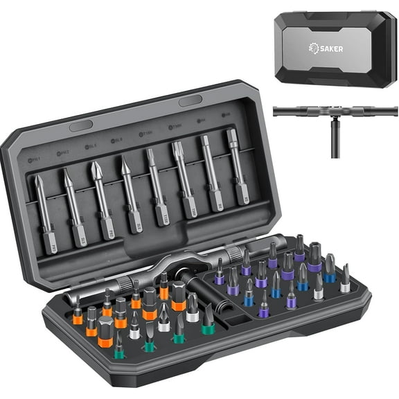 LINMOUA 42 in 1 Magnetic Screwdriver Set, Multi Bit Free Combination Ratchet Screwdriver Set Portable Repair Tool Kit for Gifts, Furniture, Computer, Bicycle and DIY Grey