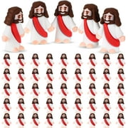 LINMOUA 50 Pcs Little Jesus Figures Original Design Miracle Mini Pocket Jesus to Hide and Seek Easter Egg Filling Religious Party Favors Sunday School Baptism Gifts(Red)