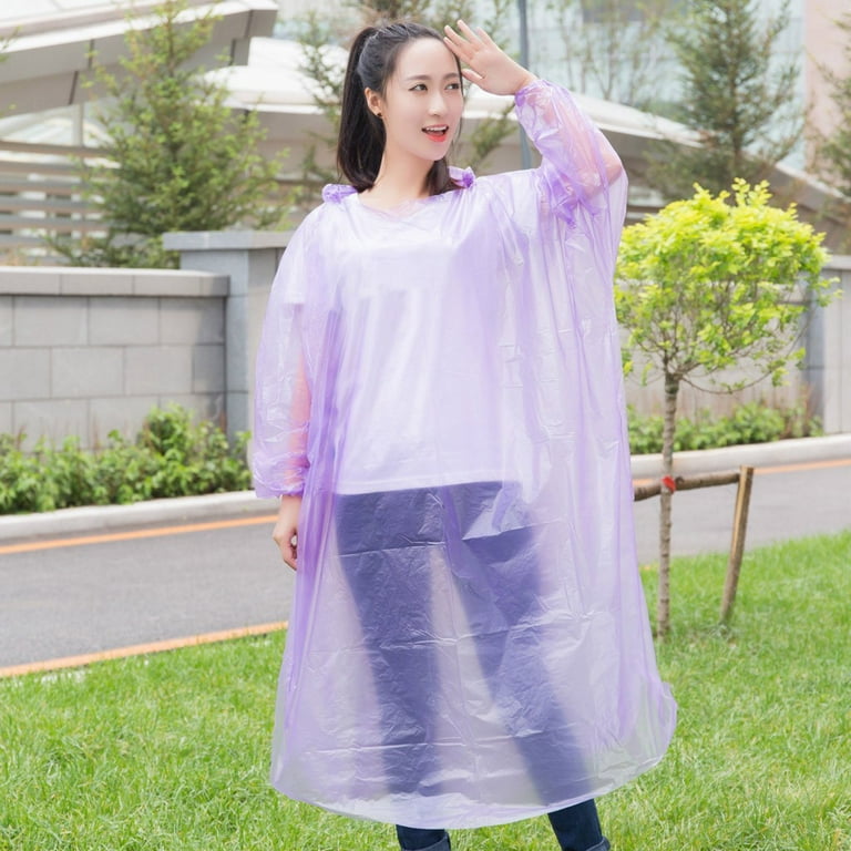 LINMOUA Adult Rain Jacket Lightweight Raincoat Poncho Full Body Coveralls Disposable Protection with Hood Split