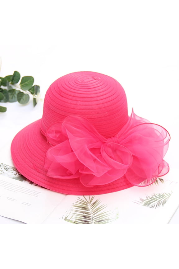 Church Fascinator Wedding Tea Party Derby Hats for Women Flower Wide Brim Sunshine Hat Sun Hats for Women 2024