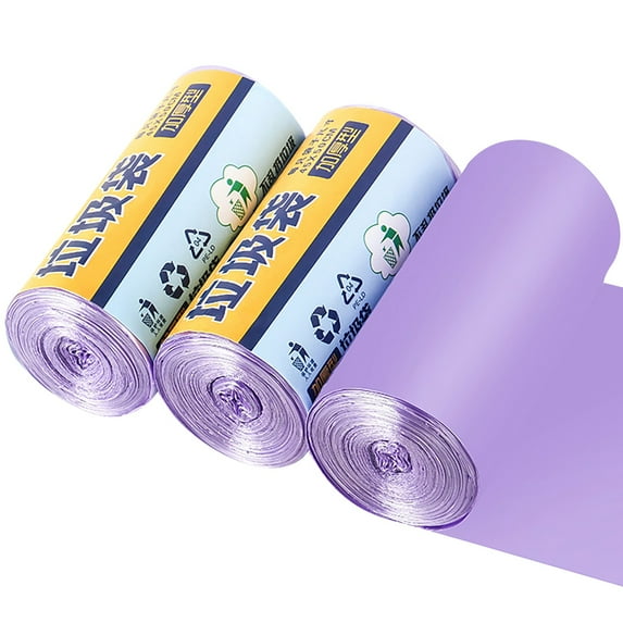 LINMOUA 3 Rolls Trash Bags, Small Disposable Durable Waste Bags Thickened Garbage Bags for Kitchen Bathroom Bedroom Office Trash Can Purple