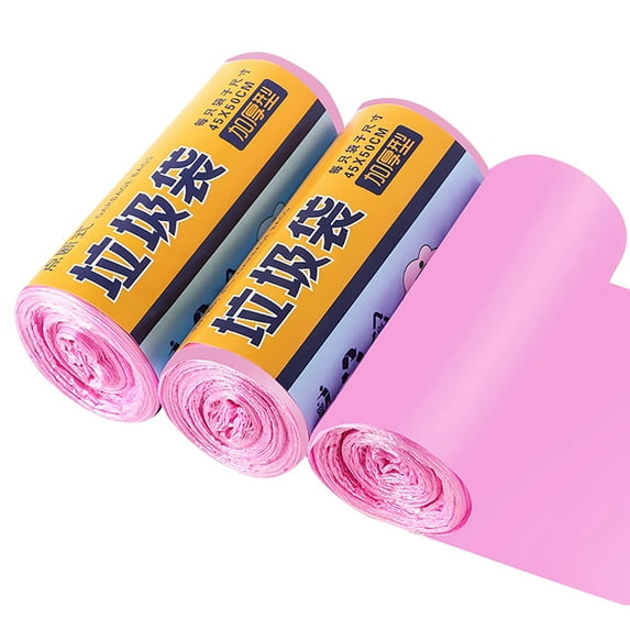 LINMOUA Trash Bags Handle Thickened Garbage Bags Trash Can Liners Bathroom Bedroom Office Car Home Waste Plastic Trash Can Liners Pink