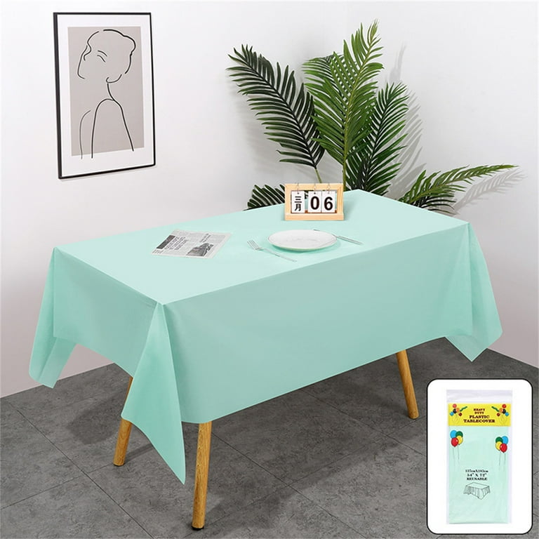 LINMOUA Disposable Mint Green Plastic Tablecloth Cover Roll Heavy