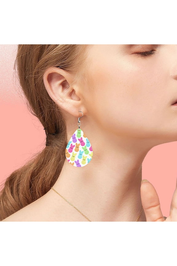 Easter Women Earrings Bunny Flower Basket Cute Print Egg Chicken Spring Flower, Way To Celebrate