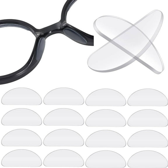 LINMOUA Eyeglass Nose Pads 18 Pairs Stick On Silicone Anti-Slip Adhesive Nose Pads Cushions for Eyeglasses Sunglasses Thin Nose Pads (Clear)
