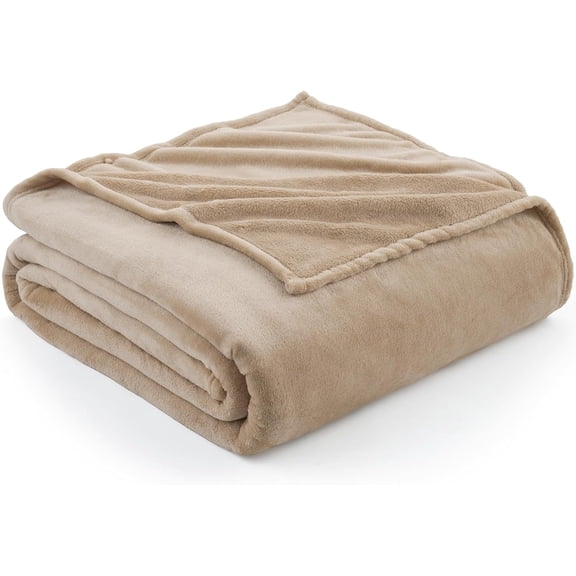 LINMOUA Fleece Light Camel Throw Blanket, Super Soft Flannel Fuzzy Plush Cozy Blanket for All Seasons, Light Camel, Throw 40x60 Inches
