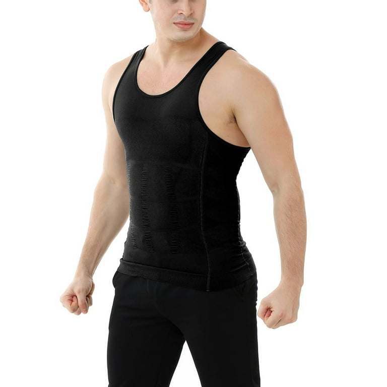 LINMOUA Men Tank Tops 2024 Men s Slimming Body Shaper Compression Shirt Shapewear Sculpting Vest Muscle Tank Black L