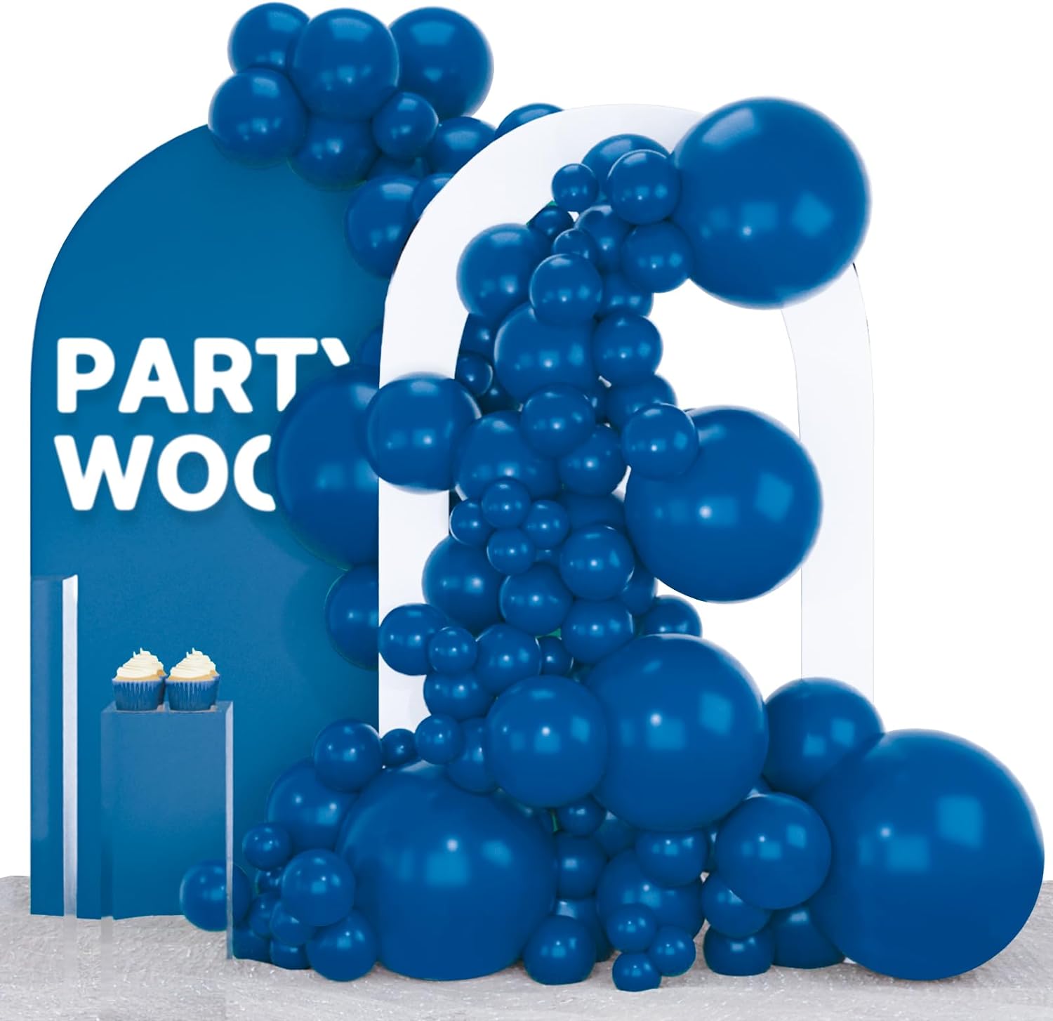 LINMOUA Mid Blue Balloons, 140 pcs Boho Blue Balloons Different Sizes ...