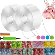 LINMOUA Nano Tape Bubble Kit, Double Sided Tape Plastic Bubble, Super Elastic Bubble Balloons With Inflator And 20 Pack Bubble Filling