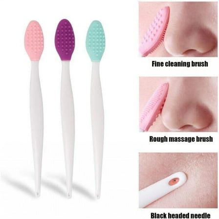 LINMOUA Nose Scrub Brush, Silicone Face Scrubbers Exfoliator Brush Facial Cleansing Brush Pad Scrub Scrubby Pore Blackhead Removing Exfoliating Unique for Girl Sister Friend Women