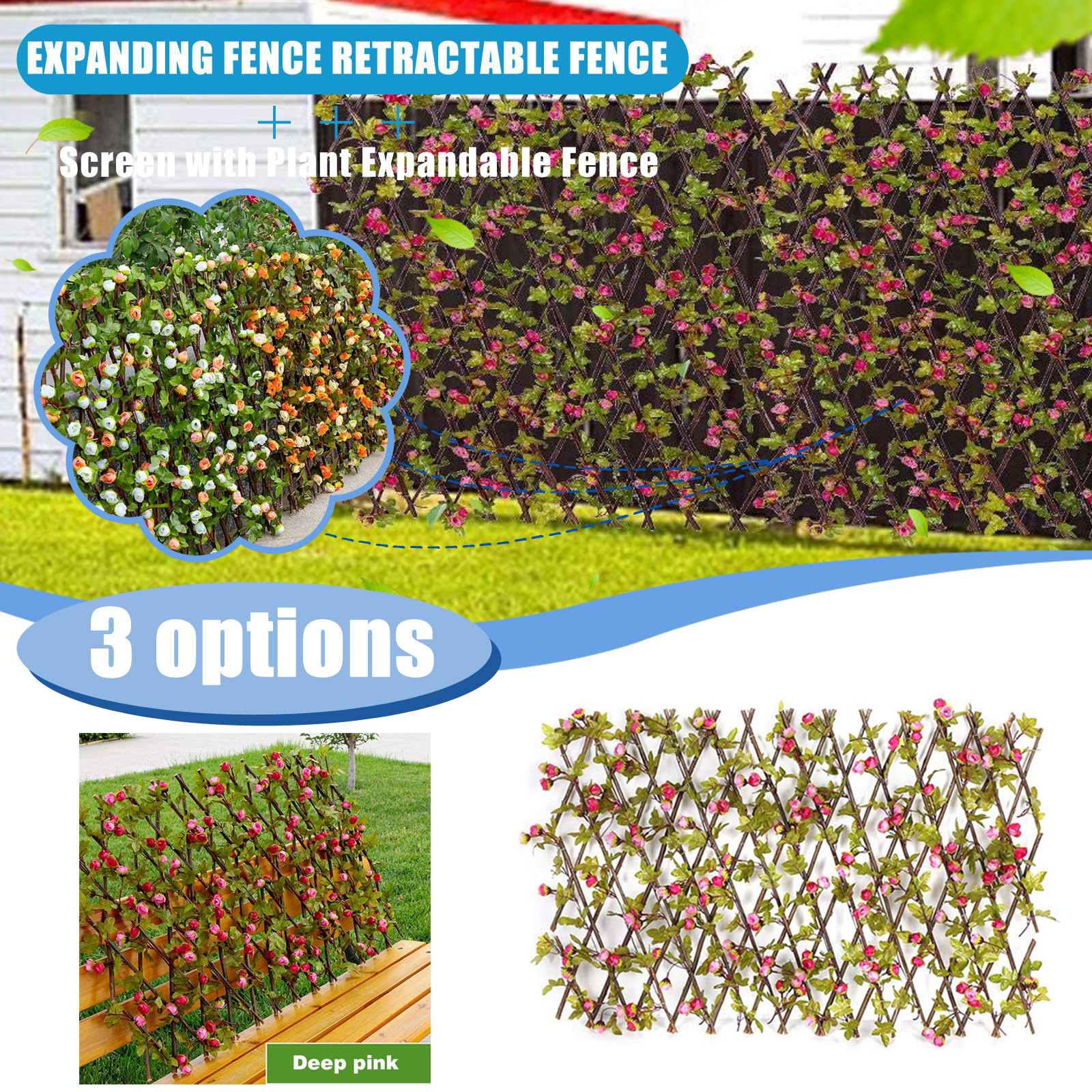 LINMOUA Plant Fence Artificial Garden Plant Fence Retractable Expanding