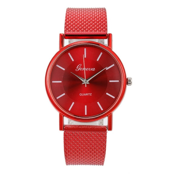 LINMOUA Retro Female Watch Quartz Watch Woman's High-end Blue Glass Life Waterproof Distinguished Red
