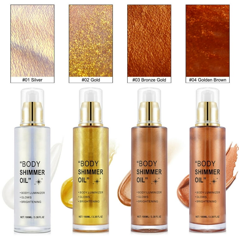 LINMOUA Shimmer Body Oil Bronze Gold 4 Color Bronze Face LINMOUA Shimmer Body Oil Bronze Gold 4 Color Bronze Face