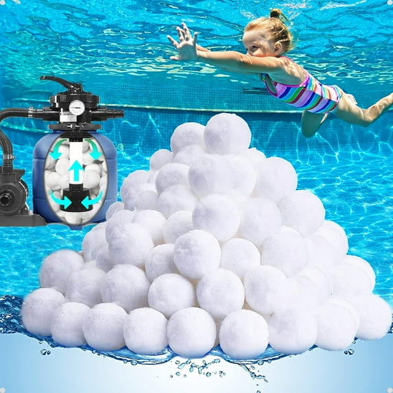 LINMOUA Upgrade 3.1 lbs Pool Filter Balls, Filter Media Balls for Pool Sand Pump, Eco-Friendly Fiber Filter Balls for Swimming Pool, Reusable Equals 110 lbs Pool Filter Sand, Lasts Several Seasons