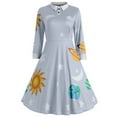 thumbnail image 1 of LINMOUA Vintage Women Peter Pan Collar Planet Print A-Line Flare Party Dress, 1 of 4