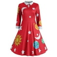 thumbnail image 1 of LINMOUA Vintage Women Peter Pan Collar Planet Print A-Line Flare Party Dress, 1 of 4