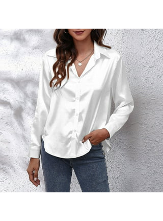 White Satin Long Sleeve Shirt