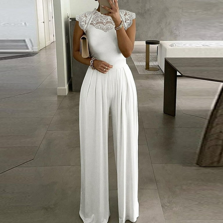 White short sleeve jumpsuit deals