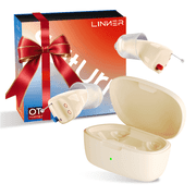 LINNER New OTC CIC Hearing Aids for Seniors, Rechargeable, Nearly Invisible Design, Beige
