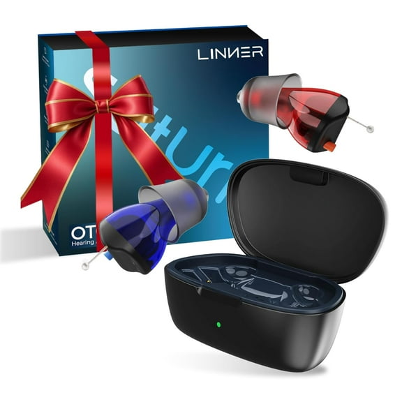 LINNER New Saturn OTC CIC Hearing Aids for Seniors, Rechargeable, Nearly Invisible Design,Black