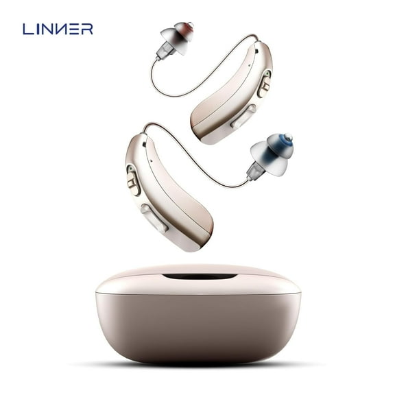 LINNER Hearing Aids for Seniors, Clarity Behind-the-Ear Rechargeable, Beige