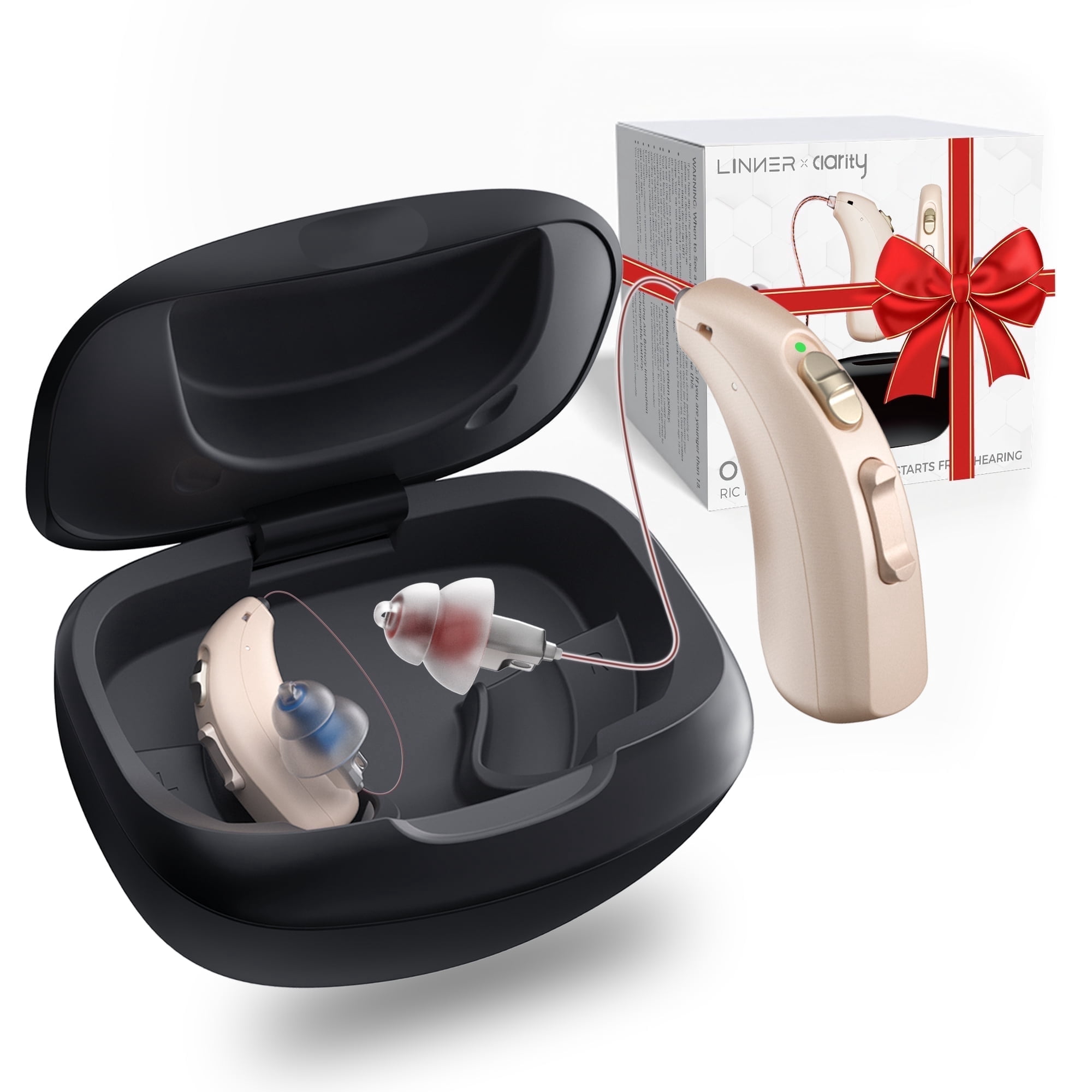 LINNER Hearing Aids for Seniors Behind-the-Ear Rechargeable, Black