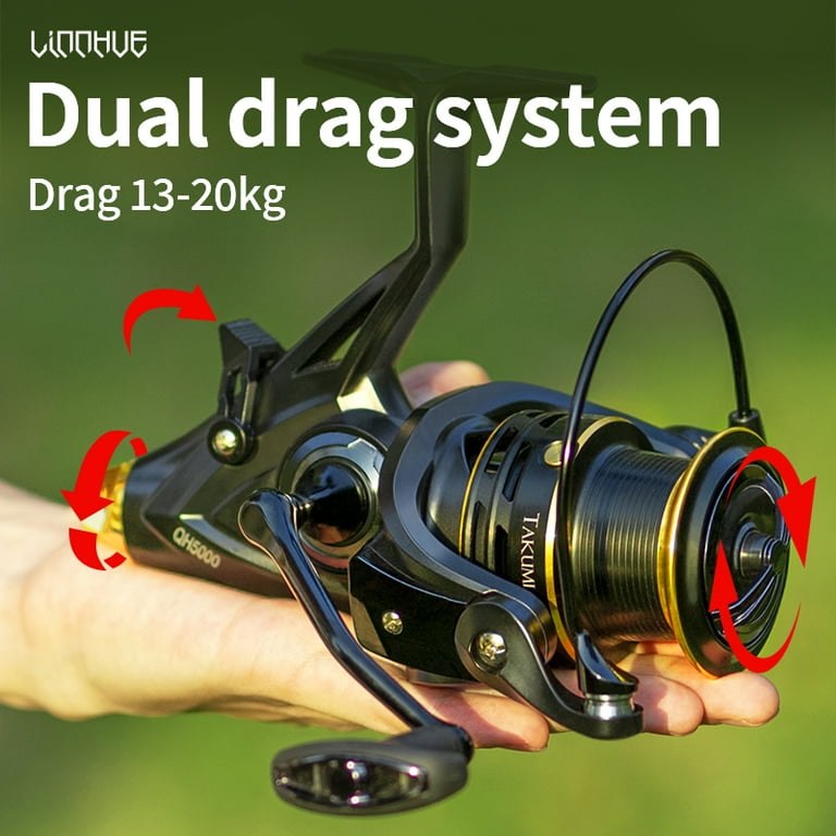 LINNHUE Carp Fishing Reel Spinning Reel QH3000-9000 Strong Double Drag 20kg Carretilha Pesca Sea Reel Fishing Free Spare Spool LINNHUE Carp Fishing Reel Spinning Reel QH3000-9000 Strong Double Drag 20kg Carretilha Pesca Sea Reel Fishing Free Spare Spool