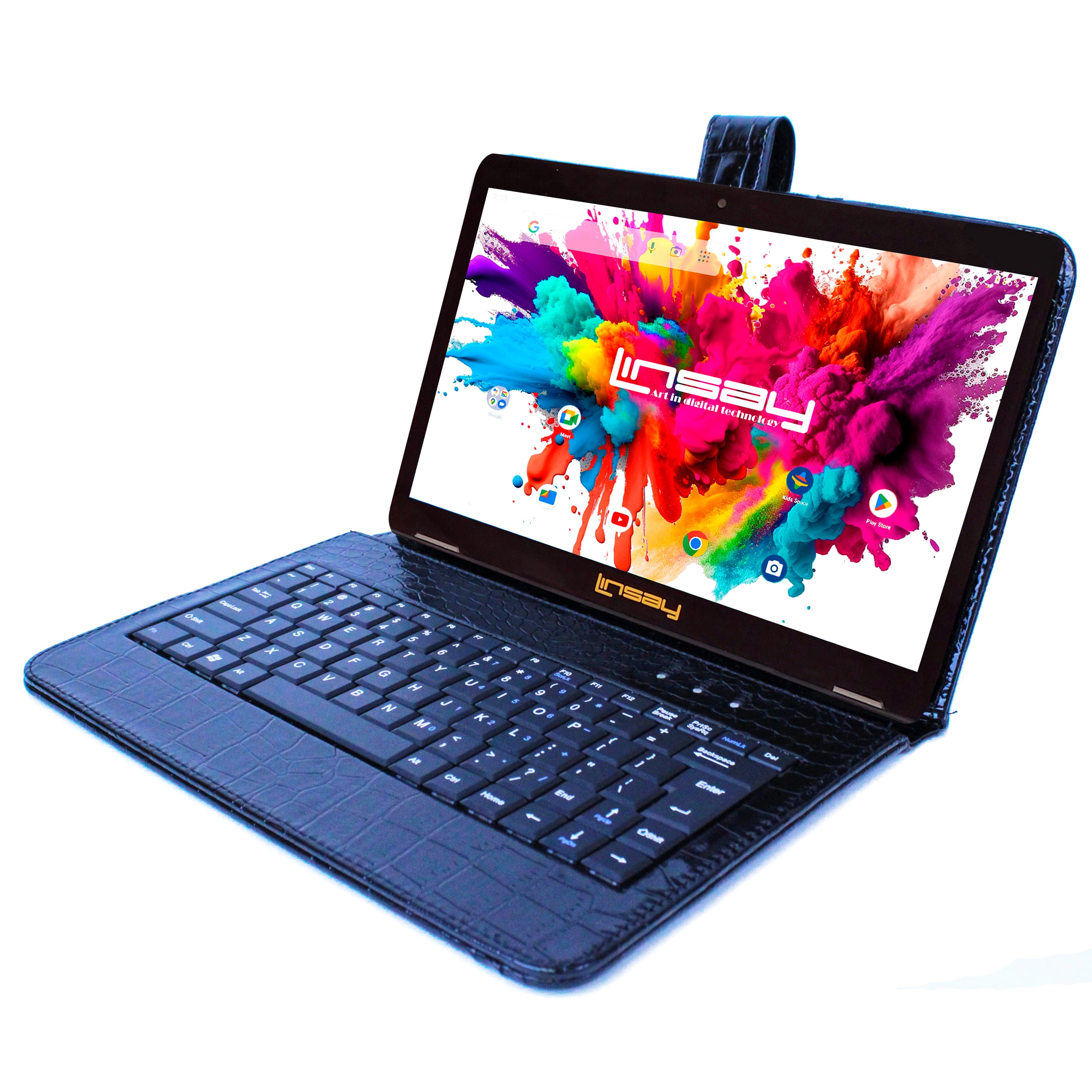 LINSAY 10.1" 1280x800 IPS 2GB RAM 32GB Storage Android 12 Tablet with keyboard Black Crocodile Style