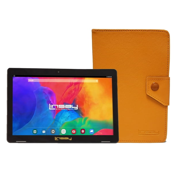LINSAY 10.1" IPS 2GB RAM 64GB Storage Android 13 Tablet with Protective case Orange color, Google Certified