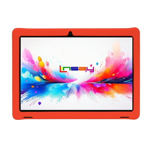 LINSAY 10.1"Octa Core 256GB Storage Android 15 Tablet with Red Kids Defender Case