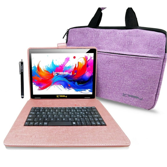 LINSAY 10.1" Octa Core 256GB Storage Android 15 with Unique Oracle Keyboard Case and Tablet Briefcase
