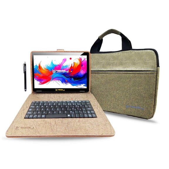 LINSAY 10.1" Octa Core 256GB Storage Android 15 with Unique Oracle Keyboard Case and Tablet Briefcase