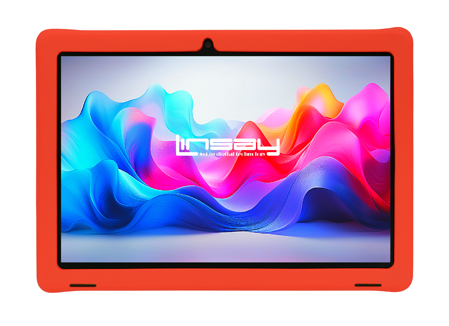 LINSAY 10.1 Octa Core 4GB RAM 128GB Android 15 Wi-Fi Tablet with Red Kids Defender Case