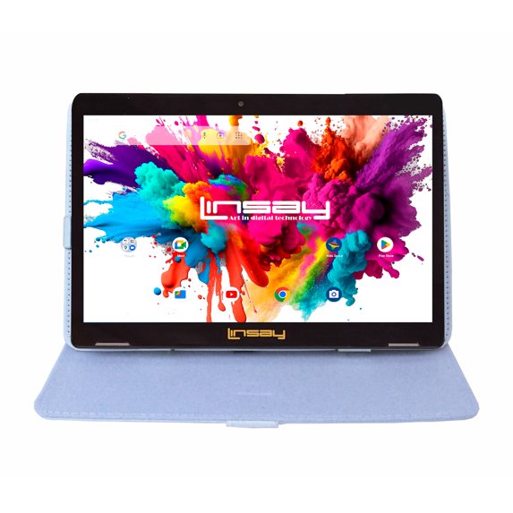 LINSAY 10.1" Octa Core 4GB RAM 128GB Storage Android 13 Tablet with case White