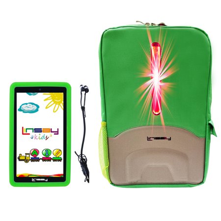 LINSAY 7" Kids tablets 2GB RAM 64GB Android 13 WiFi Tablet for kids, Camera, Apps, Games, Learning Tab for Children with Green Kid-proof Defender Case, LED Backpack, Earphones, and Pen Stylus