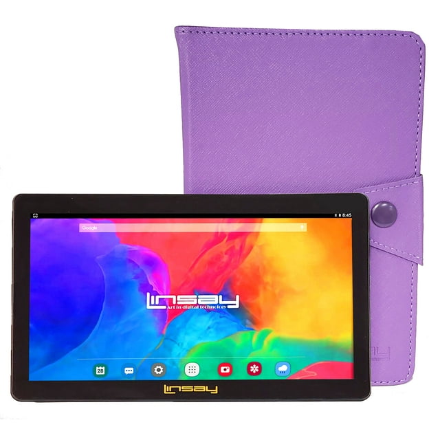 LINSAY 7" Quad Core 2GB RAM 64GB Storage Android 13 WiFi Tablet with Protective Case Purple