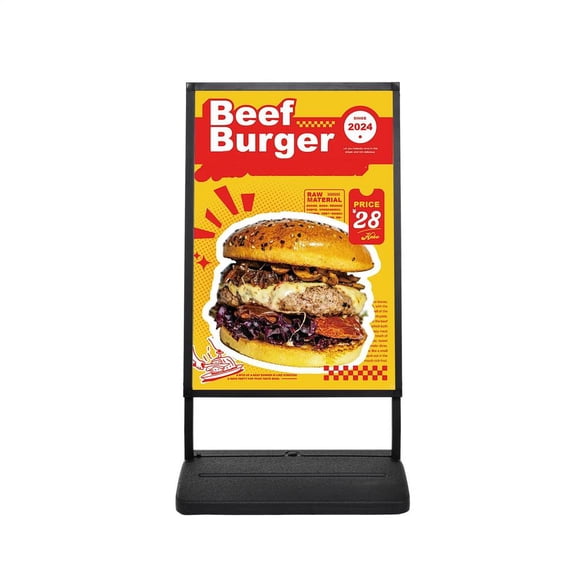 LINSHESF Floor Poster Board Stand 23.635.4 in, Heavy Duty Pedestal Sign Holder with Water-Filled Base, Single-Sided Slide-In Display for Board Foam Business Sales