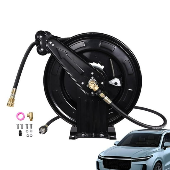 LINSHESF Pressure Washing Hose Reel 3/8inch X 50 FT Heavy Duty Tools Hose Reel Auto-Retractable 4000 PSI Steel ArmHose Reel For Easy Watering Of Garden Or Yard awesome