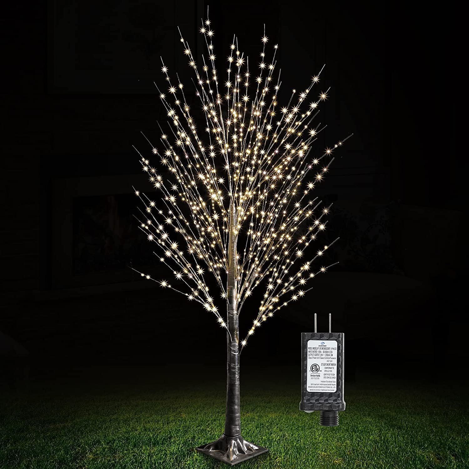 LINSHUI 6FT 840LED Lighted Birch Tree, Lighted Tree with Twinkle Lights