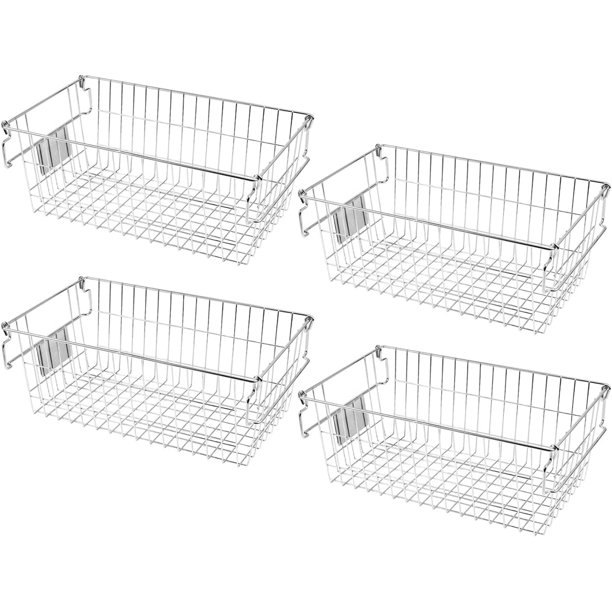 LINSHUI Large Stackable Wire Baskets for Pantry Organization and