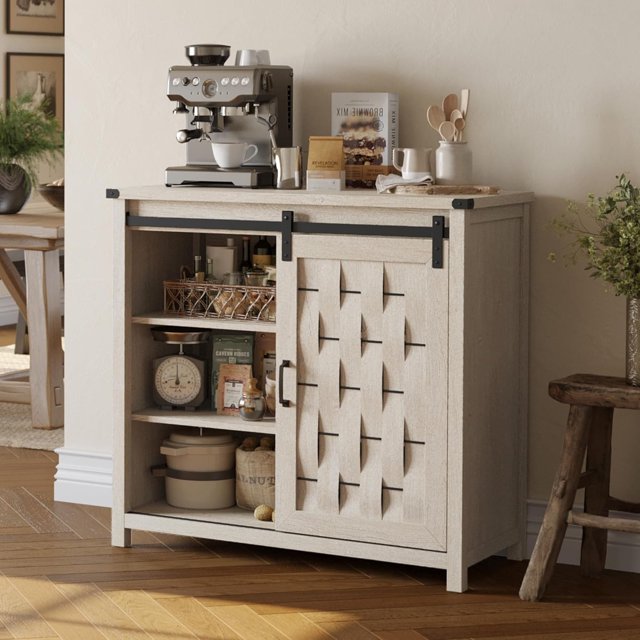 LINSY Farmhouse Coffee Bar Kitchen Sideboard Buffet