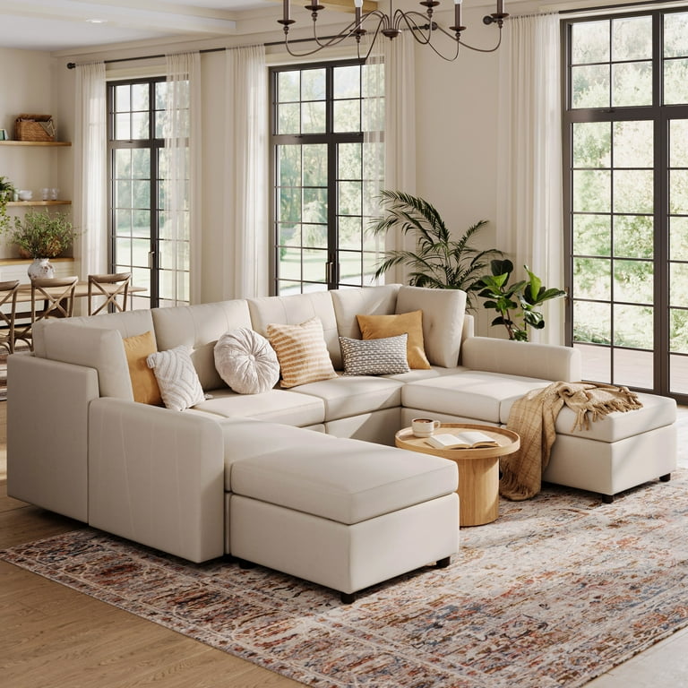 Linsy Home Oversized Modular Cloud Sectional Sofa Rubik III 8 Seat Storage Couches and Sofas Sectional Couches for Living Room with Reversible