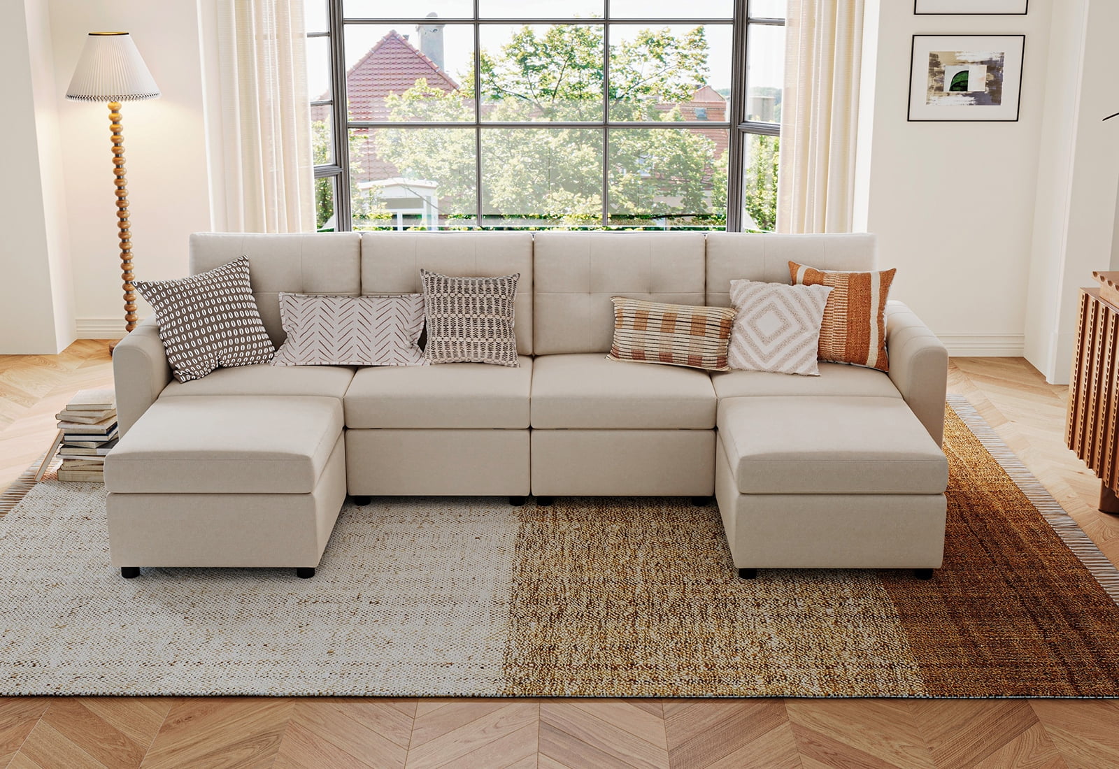 CosmoLiving Gloria Upholstered Sofa Sectional with Detachable Ottoman